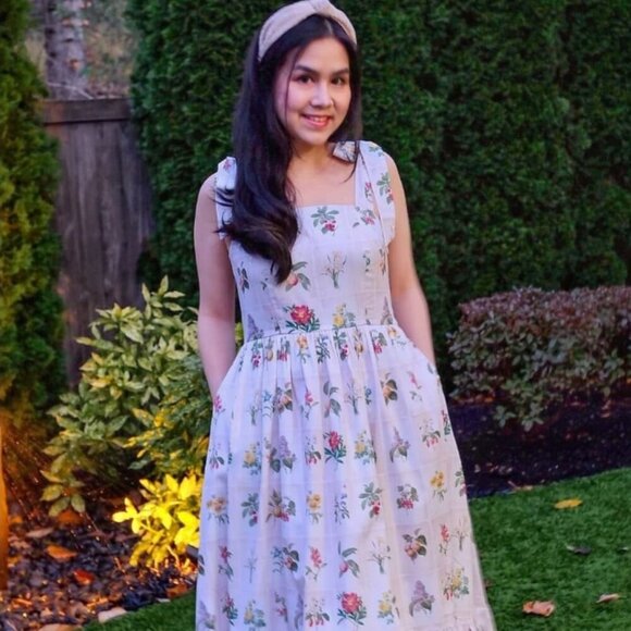 Mome Brand Evanjelina & Co Julia Ashley East Tie Shoulder Dress Herbarium Small - Picture 3 of 4